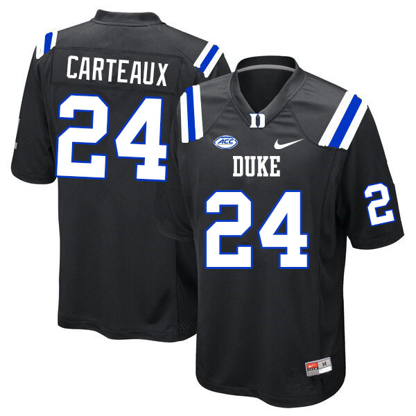 Men #24 Cole Carteaux Duke Blue Devils College Football Jerseys Sale-Black